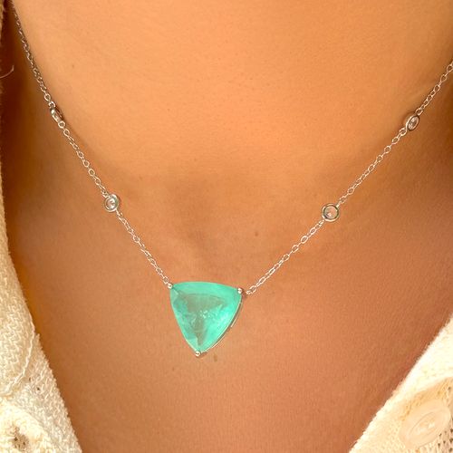 Colar Fusion Turmalina Top Triângulo - 50 cm - Prata 925
