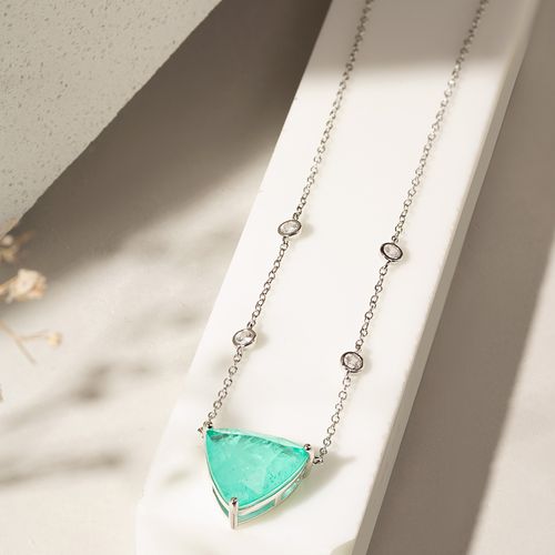 Colar Fusion Turmalina Top Triângulo - 50 cm - Prata 925