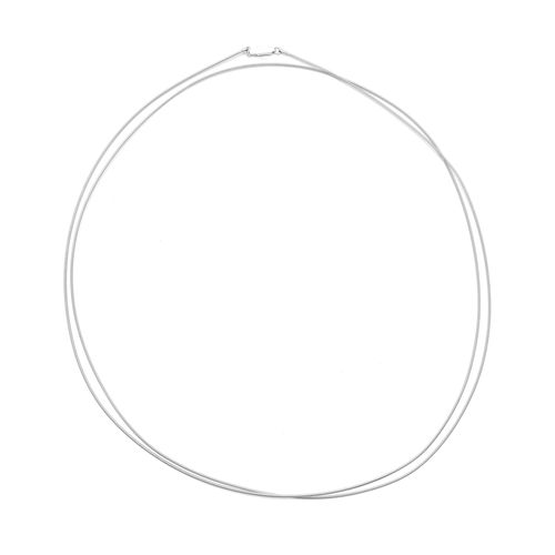 Pulseira Corda de Violão Lisa 120cm Banho de Ródio Branco