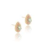 Brinco-Gota-com-Cristal-Paraiba-e-Borda-Cravejada-com-Zirconia-Branca-e-Rosa---Banho-de-Ouro-18k