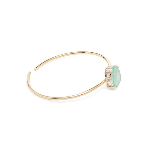Bracelete Fusion Turmalina Light Oval Grande com Zircônias Brancas - Banho de Ouro 18k