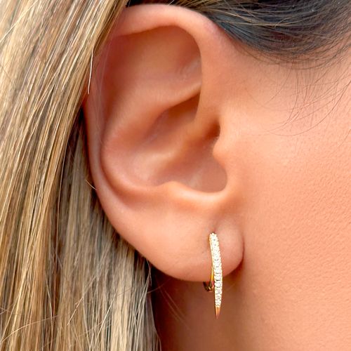Brinco Argola Fio Cravejado - Banho de Ouro 18k