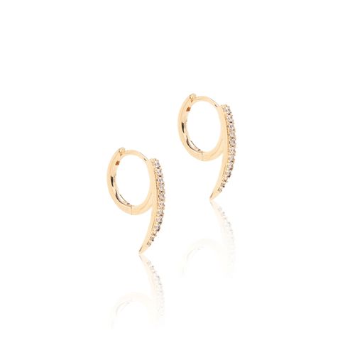 Brinco Argola Fio Cravejado - Banho de Ouro 18k