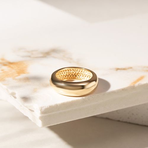 Anel Aliança Larga Lisa - Banho de Ouro 18k