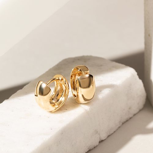 Brinco Argola Liso 13 mm - Banho de Ouro 18k