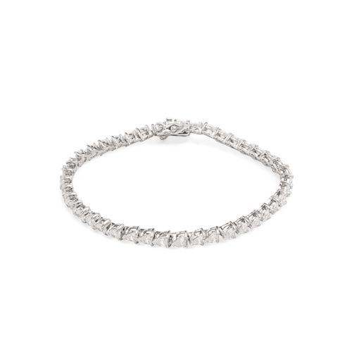 Pulseira Riviera com Zircônias Brancas 3,3 mm em Coração - 17 cm - Prata 925