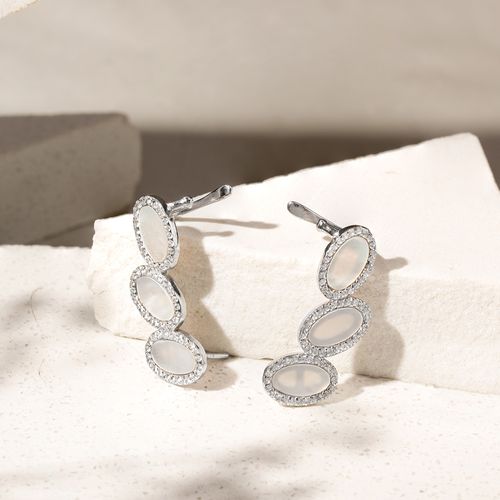 Brinco Ear Cuff com Madrepérola Oval - Prata 925