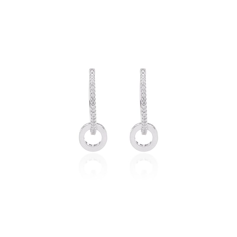 Brinco-de-Argola-Cravejada-com-Pingente-de-Circulo-de-Zirconias-em-Corte-Baguete---Prata-925
