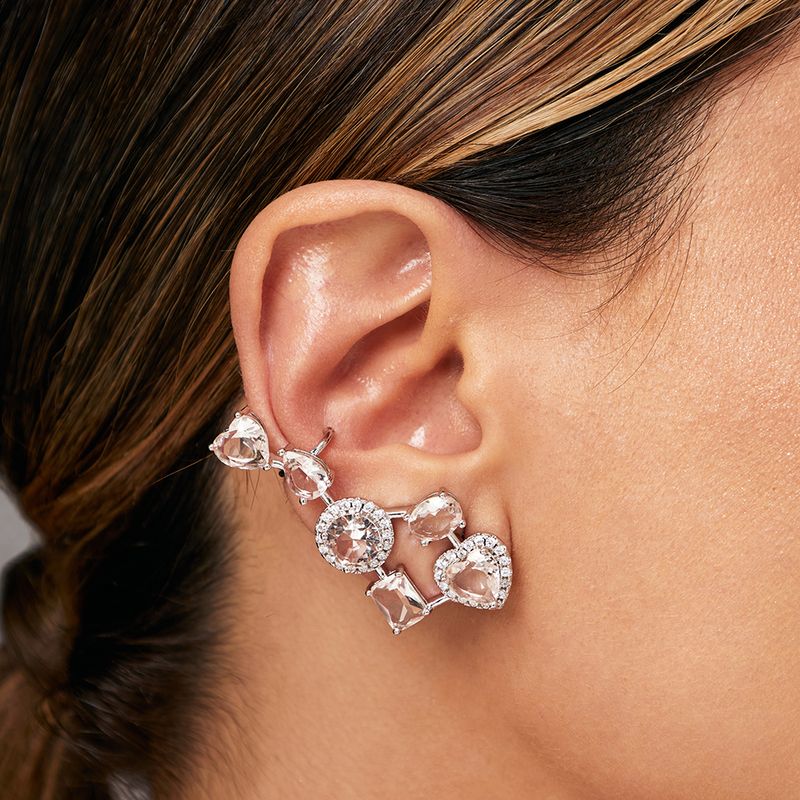 Brinco-Ear-Cuff-Formas-Quartzo-Rosa-e-Zirconia-Branca---Banho-de-Rodio-Branco