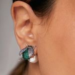 Brinco-Bug-com-Zirconias-Verdes-Roxas-e-Champagne-e-Fecho-de-Perola