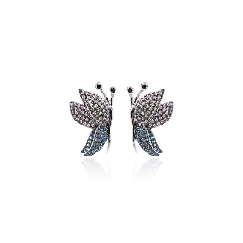 Brinco-Bug-com-Zirconias-Azuis-Rosas-e-Champagne-com-Fecho-de-Perola-Shell---Banho-de-Rodio-Branco