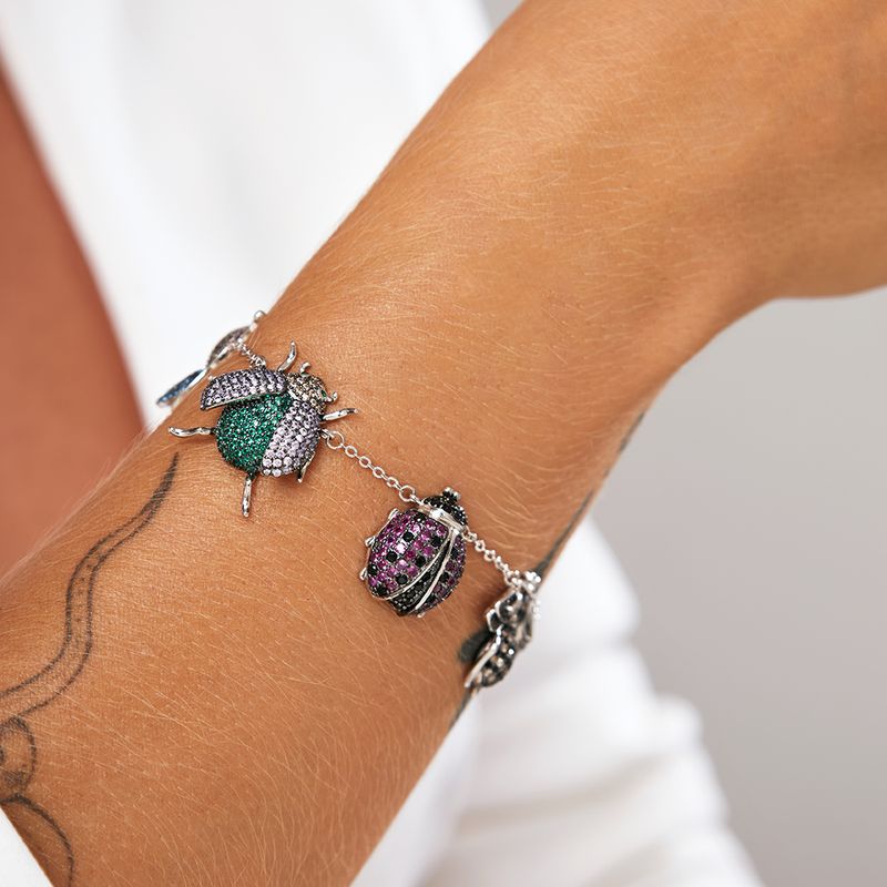 Pulseira-Four-Bugs-com-Zirconias-Coloridas---19cm---Banho-de-Rodio-Branco