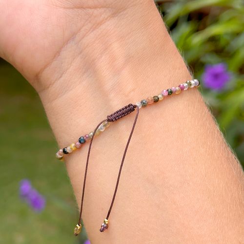 Pulseira Shambala com Turmalina - Banho de Ouro 18k