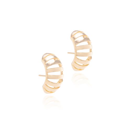 Brinco Liso com Filetes - Banho de Ouro 18k