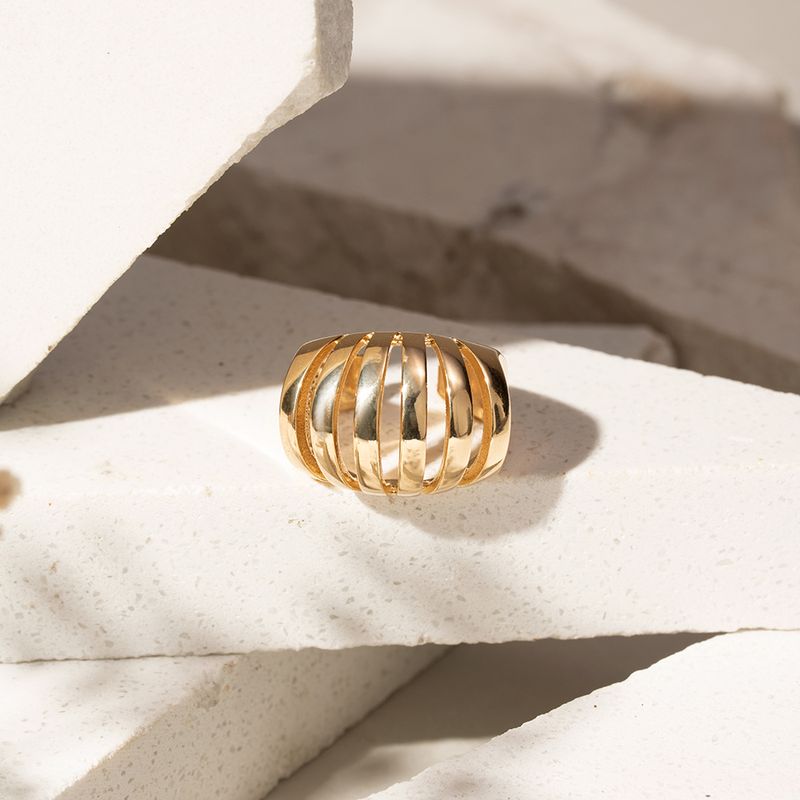 Anel-Liso-com-Filetes-e-Aro-Regulavel---Banho-de-Ouro-18k-