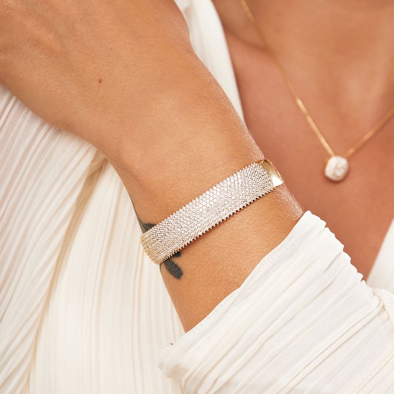 Bracelete-com-9-Linhas-Cravejadas-de-Zirconias-Brancas---Banho-de-Ouro-18k