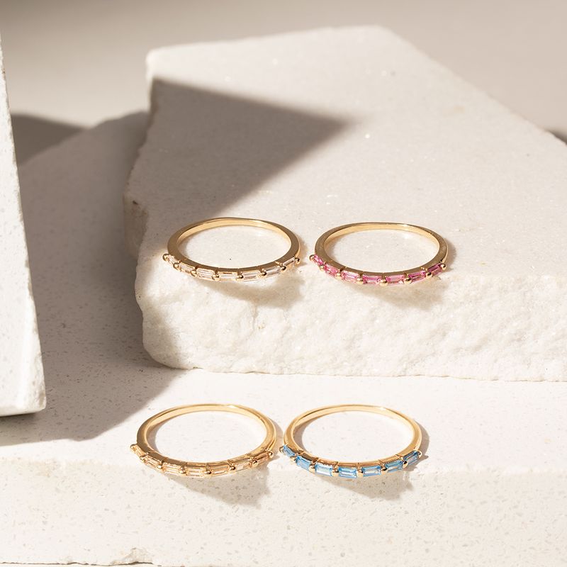 Anel-com-Cristal-Morganita-Cristal-Topazio-Azul-e-Cristal-Turmalina-Rosa---Kit-com-4-Aneis---Banho-de-Ouro-18k