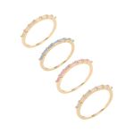 Anel-com-Cristal-Morganita-Cristal-Topazio-Azul-e-Cristal-Turmalina-Rosa---Kit-com-4-Aneis---Banho-de-Ouro-18k