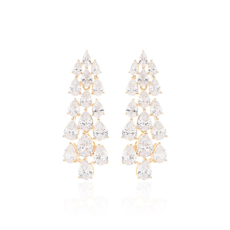 Brinco-Longo-de-Gotas-de-Zirconia-Branca---Banho-de-Ouro-18k