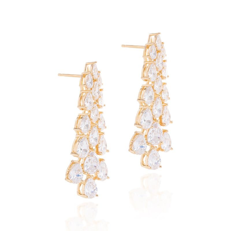 Brinco-Longo-de-Gotas-de-Zirconia-Branca---Banho-de-Ouro-18k