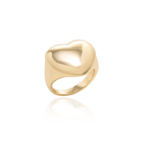 Anel Liso de Coração - Banho de Ouro 18k