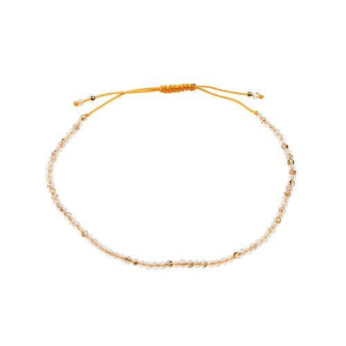 Pulseira Shambala com Quartzo Rutilado - Banho de Ouro 18k
