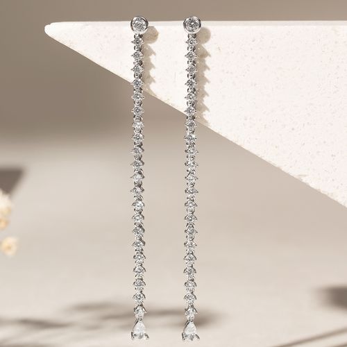 Brinco de Fio com Zircônias Brancas - Prata 925