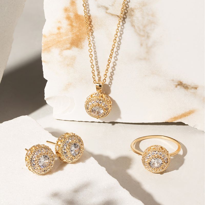 Anel-Coroa-com-Zirconia-Branca-Redonda---Banho-de-Ouro-18k-