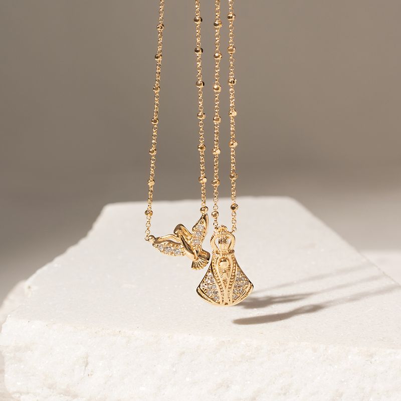 Colar-Escapulario-com-Espirito-Santo-e-Nossa-Senhora-Aparecida-em-Zirconias-Brancas---65cm---Banho-de-Ouro-18k