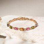 Pulseira-com-Cristais-de-Podange-Turmalina-Rosa-e-Peridoto---18cm---Banho-de-Ouro-18k