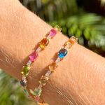 Pulseira-com-Cristais-de-Podange-Turmalina-Rosa-e-Peridoto---18cm---Banho-de-Ouro-18k