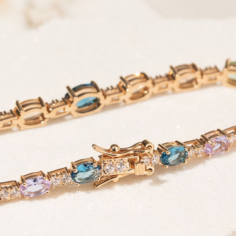 Pulseira-com-Cristais-de-London-Blue-Turmalina-Rosa-e-Morganita---18cm---Banho-de-Ouro-18k