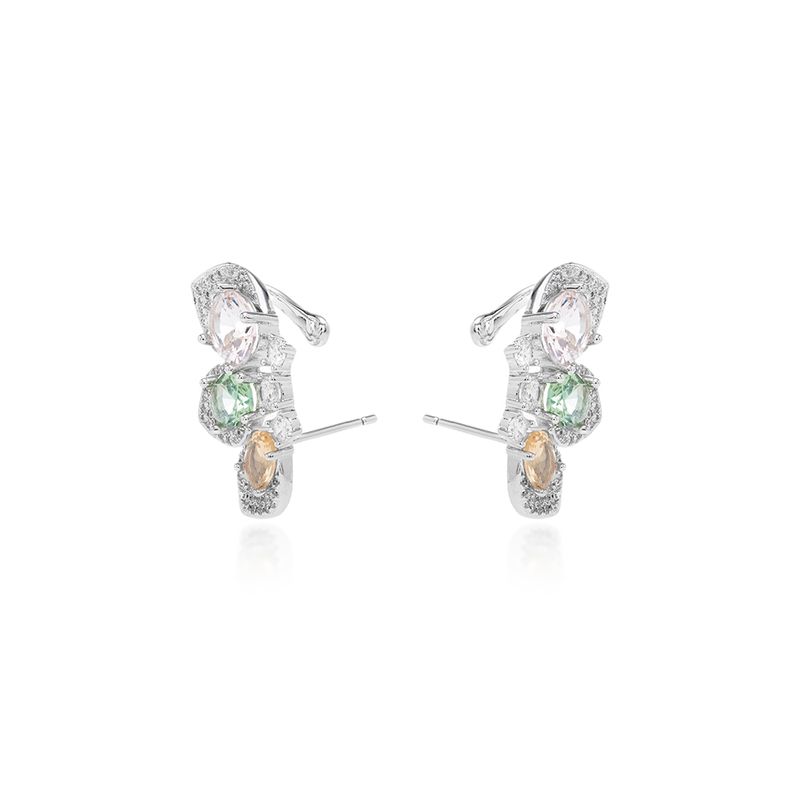 Brinco-Ear-Cuff-Borboleta-com-Cristais-de-Morganita-Ametista-Verde-e-Citrino---Banho-de-Rodio-Branco-