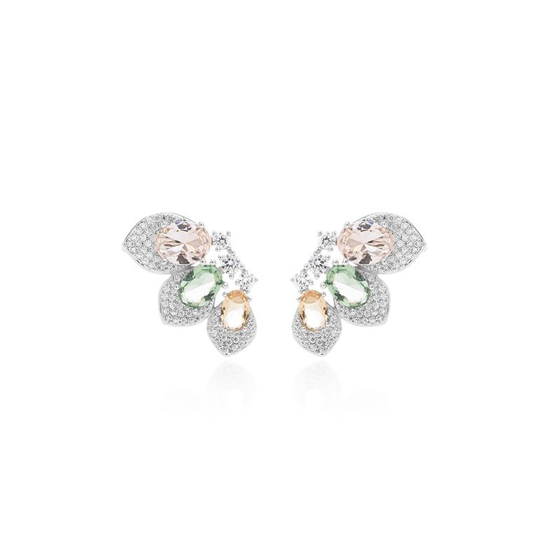 Brinco-Ear-Cuff-Borboleta-com-Cristais-de-Morganita-Ametista-Verde-e-Citrino---Banho-de-Rodio-Branco-
