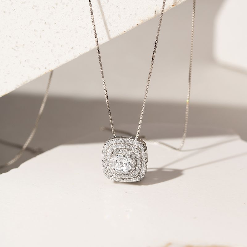 Colar-com-Zirconia-Branca-Quadrada-com-Bordas---Prata-925