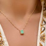 Colar-Escapulario-Retangular-com-Fusion-de-Esmeralda-Colombiana-Zirconias-Brancas-e-Coracao-Cravejado---Banho-de-Ouro-18k