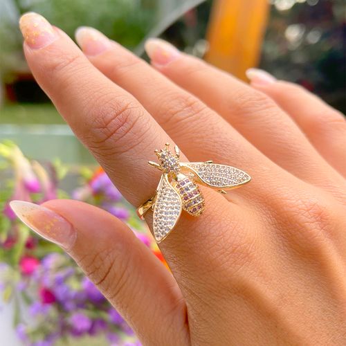 Anel zirconia roxa zirconia verde vespa aro23