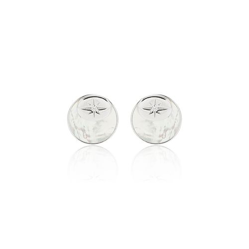 Brinco Ear Jacket com Estrela de Madrepérola e Zircônia Branca - Prata 925