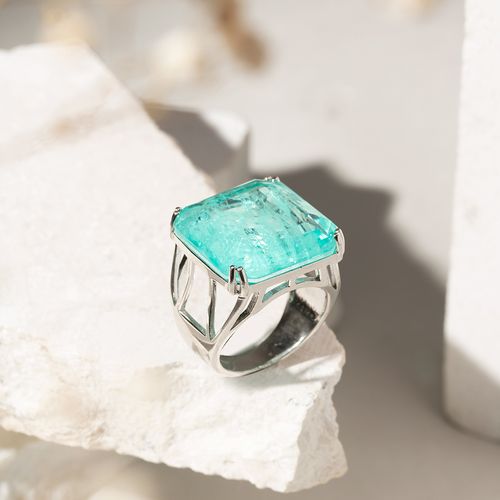 Anel Quadrado Fusion Turmalina - Prata 925