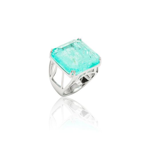 Anel Quadrado Fusion Turmalina - Prata 925