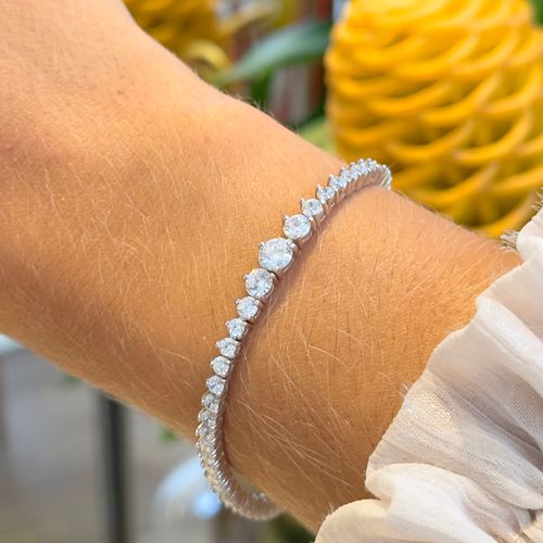 Pulseira Riviera Inteira Cravejada com Zircônias Brancas de 2mm/3mm/4mm/5mm - 42cm - Prata 925