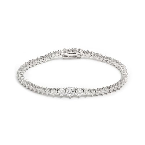 Pulseira Riviera Inteira Cravejada com Zircônias Brancas de 2mm/3mm/4mm/5mm - 42cm - Prata 925