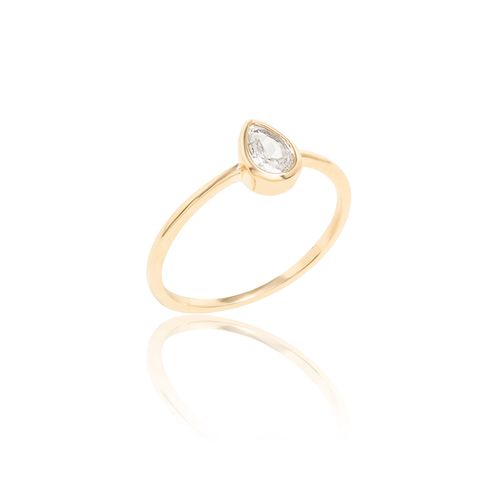 Anel Gotinha com Zircônia Branca - Banho de Ouro 18k