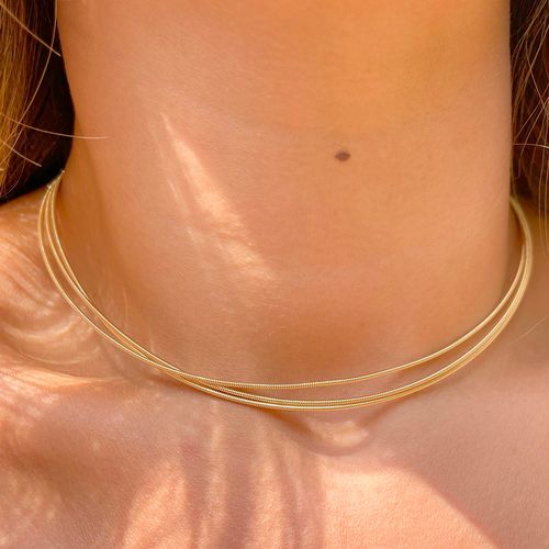 Pulseira/Colar Corda de Violão 120cm Banho de Ouro 18K