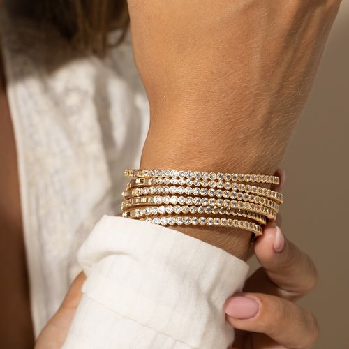 Bracelete Bubbles com Zircônias Brancas - Banho de Ouro 18k