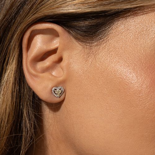 Brinco Coração Zircônias Diamond Yellow Fancy e Zircônias Brancas - Prata 925