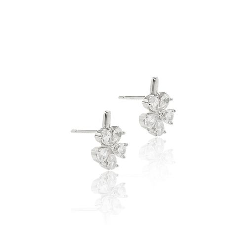 Brinco Flor De Gotas Com Zircônias Brancas - Prata 925