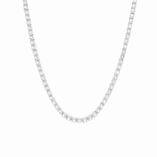 Colar Riviera Safira Incolor 3mm e 4 Garras 42cm -  Prata 925
