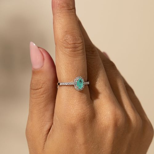 Anel Ovalzinho 8x10 de Fusion Turmalina com Zircônias Brancas - Prata 925