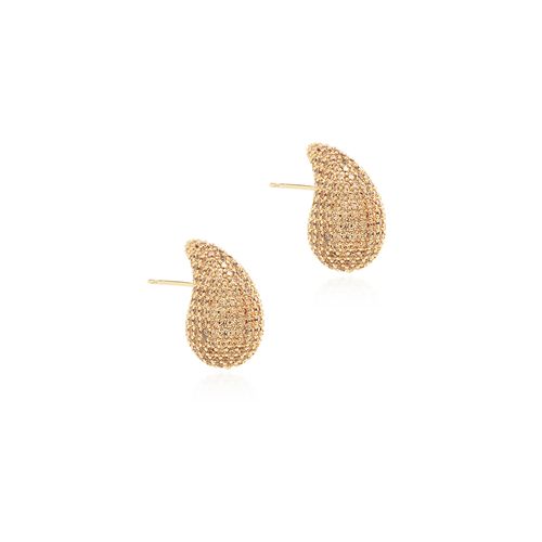 BRINCO ZIRCONIA CHAMPAGNE GOTA PERA CRAVEJADA 20MM